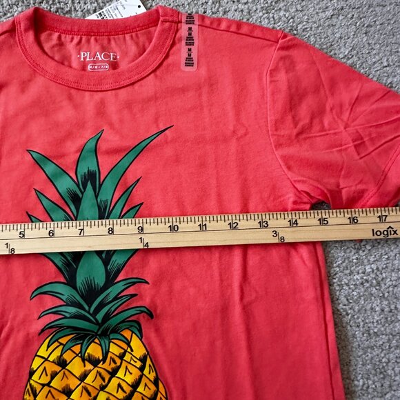 THE CHILDREN'S PLACE BOYS SUMMERWEEN SKULL PINEAPLE GRAPHIC TEE, ORANGE, M/M-7/8 - Picture 6 of 8